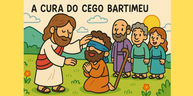 História biblica infantil a cura do cego bartimeu .