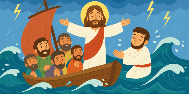 História bíblica infantil jesus acalma a tempestade