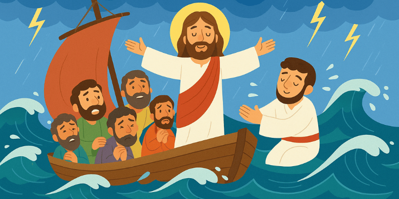 História bíblica infantil jesus acalma a tempestade