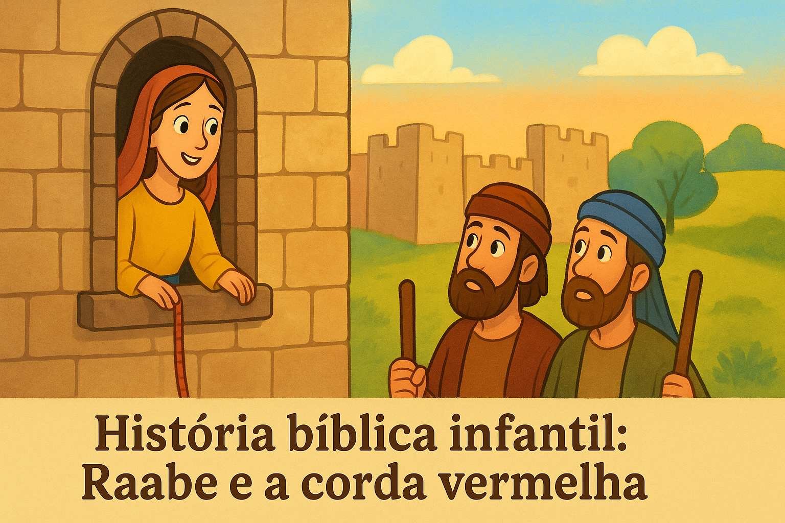 Historia biblica infantil Raabe e a corda vermelha