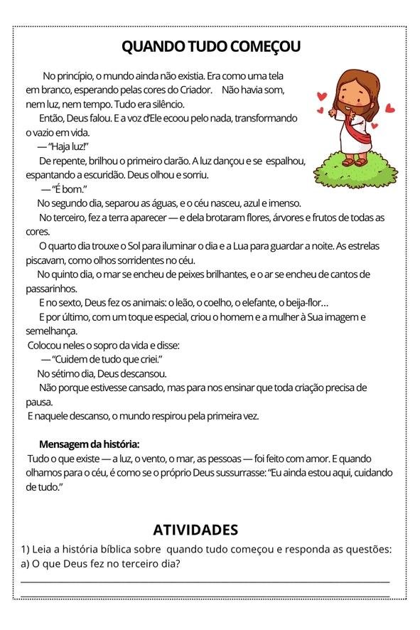 Histórias bíblicas infantil com atividades pdf gratuitas