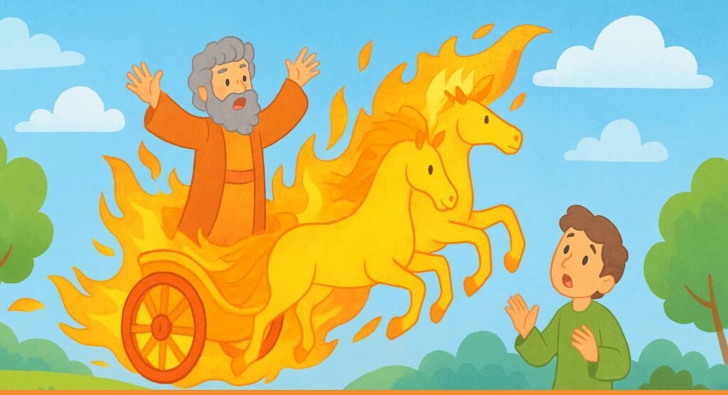 historia biblica infantil elias sobe ao ceu em um carro de fogo