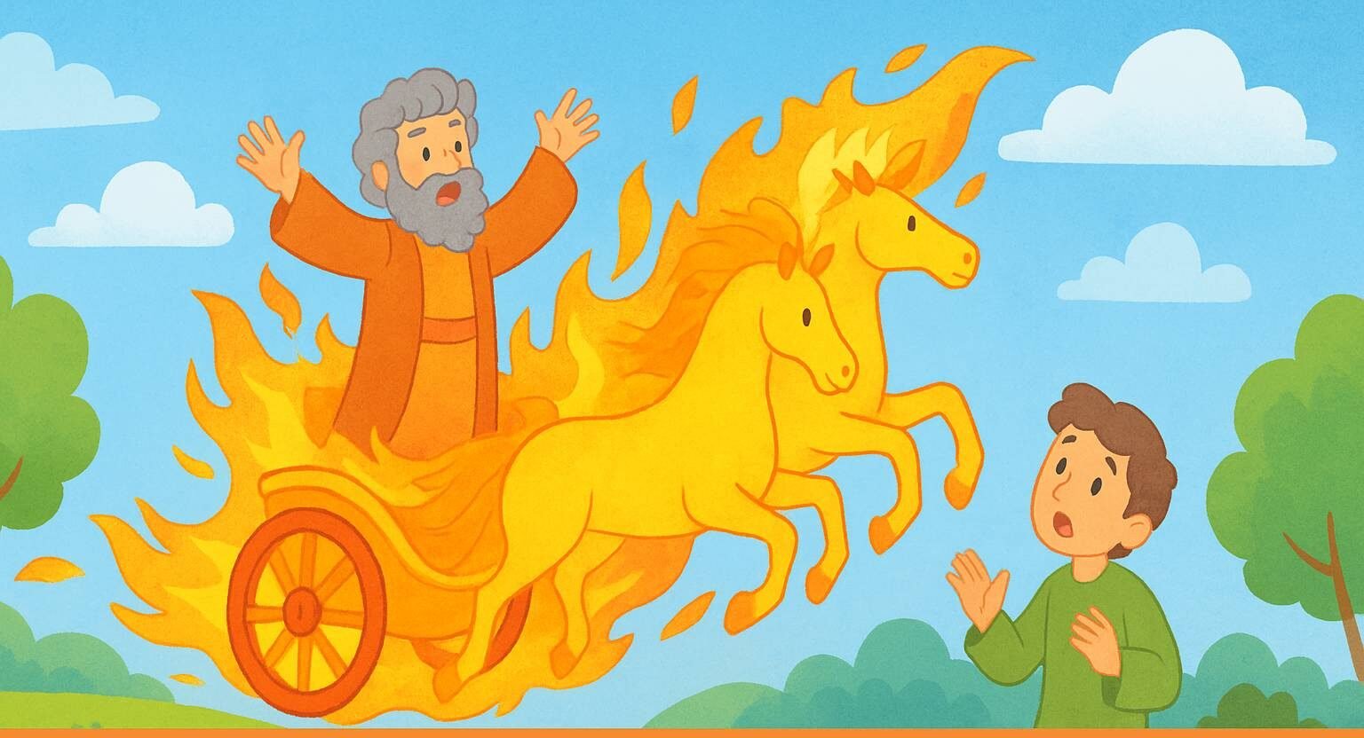 historia biblica infantil elias sobe ao ceu em um carro de fogo