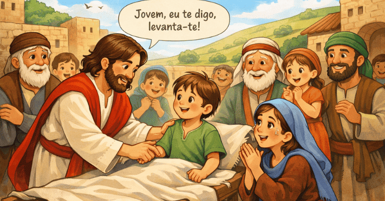 História bíblica infantil Jesus ressuscita o filho da viúva de Naim (1)